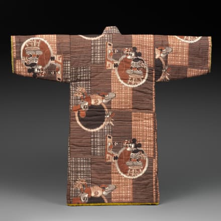 Child’s winter kimono with Mickey Mouse. Shōwa period (1926–89), ca. 1930s. Plain-weave cotton with roller printing. 35 7/16 x 35 7/16 in. (90 x 90 cm). Promised Gift of John C. Weber. Image © The Metropolitan Museum of Art, photo by Paul Lachenauer