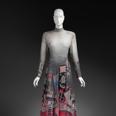 "UKIYOE," Hanae Mori (Japanese, born 1926). Fall/winter 1983–84. Silk, glass. The Metropolitan Museum of Art, Gift of Hanae Mori, 2004 (2004.467.4) Image © The Metropolitan Museum of Art
