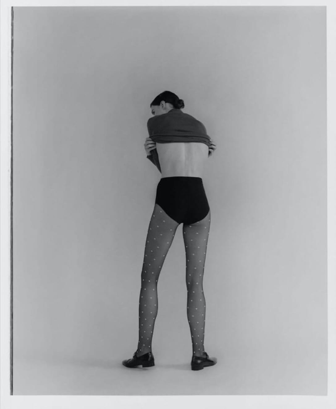 top by STUDIO NICHOLSON, shorts by HANRO, tights by CHARNOS, shoes by 18.01LONDON