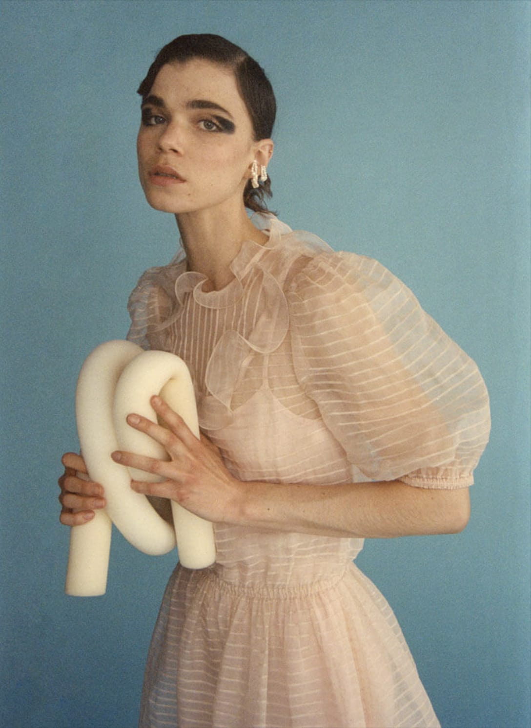 dress by REDVALENTINO, earrings by COMPLETEDWORKS