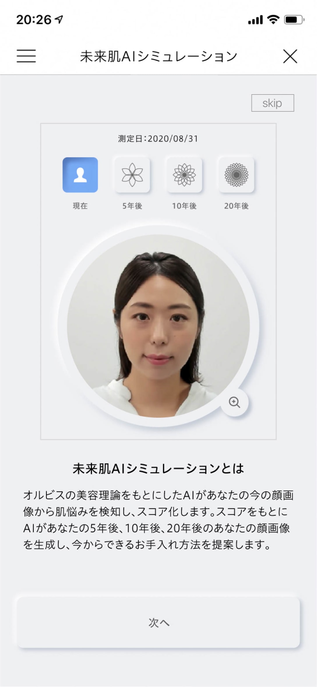 未来肌AIシミュレーションの利用イメージ Image by オルビス