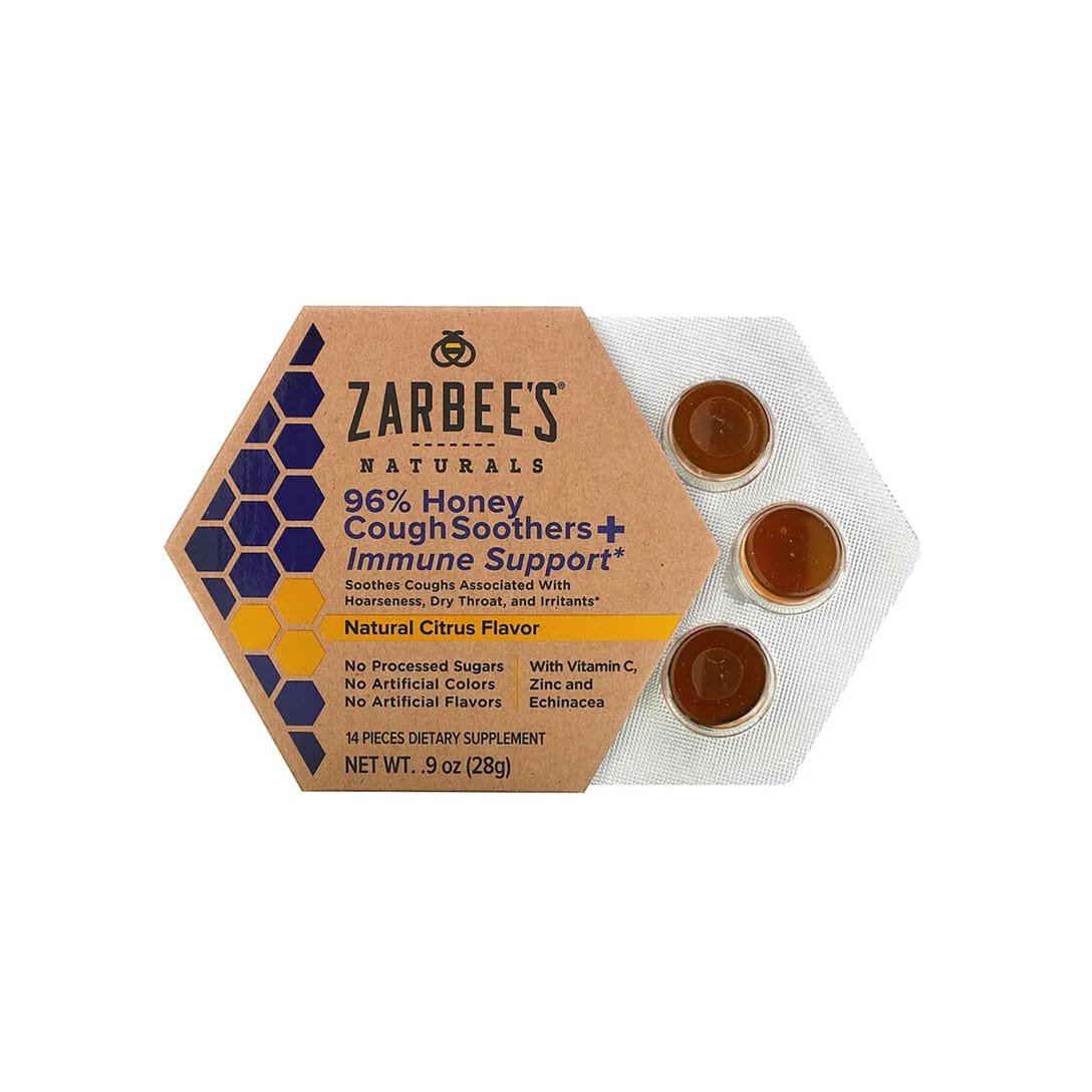 Zarbee's Naturals™ 96% Honey Cough Soothers + Immune Support Natural Citrus Flavor（14粒入り）¥847