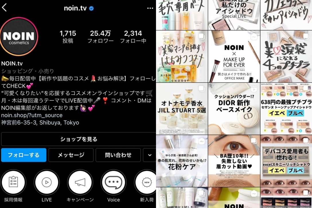 「NOIN.tv」アカウント:現在のフォロワーは25万人(2021年3月時点)