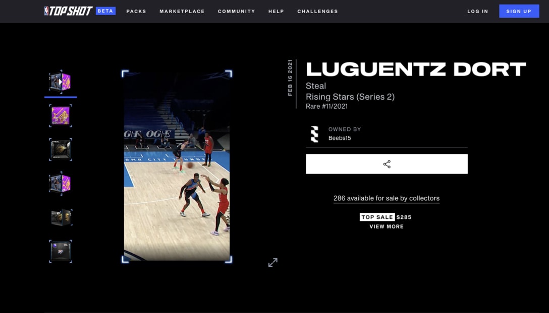 Image by NBAの選手のプレー動画を取引・収集できるデジタルカードプラットフォーム「NBA Top Shot」。