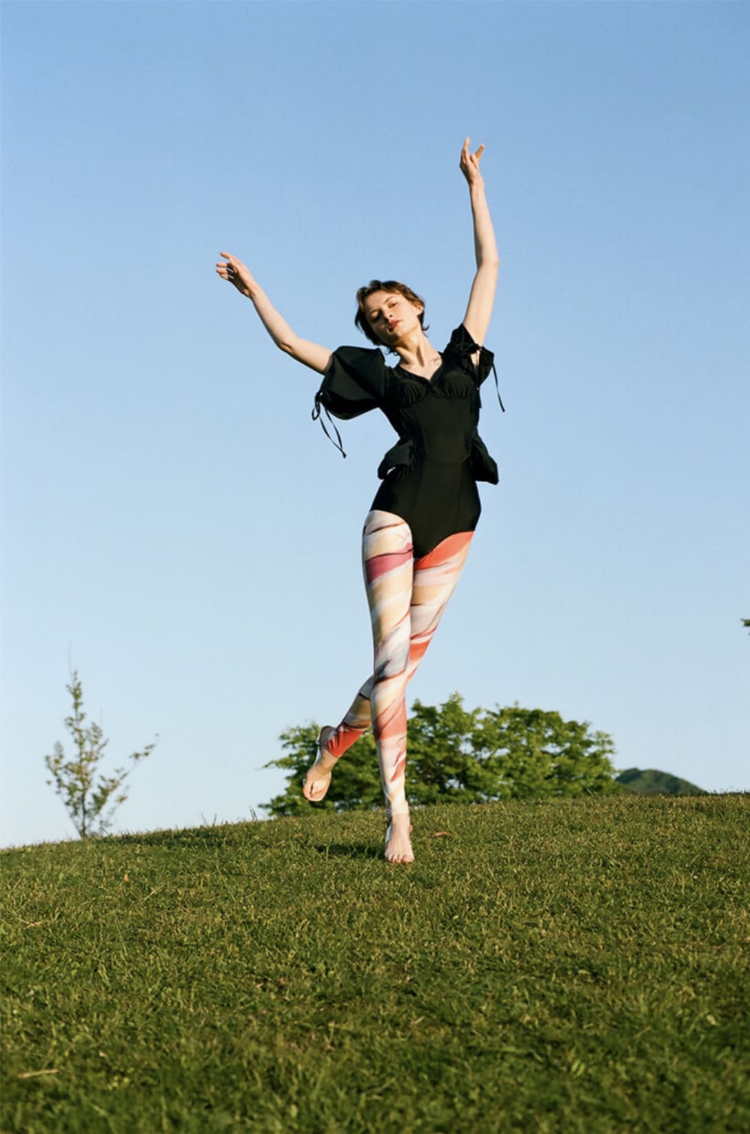 blouse and swimwear by FETICO, tights by ACNE STUDIOS, shoes stylist’s own