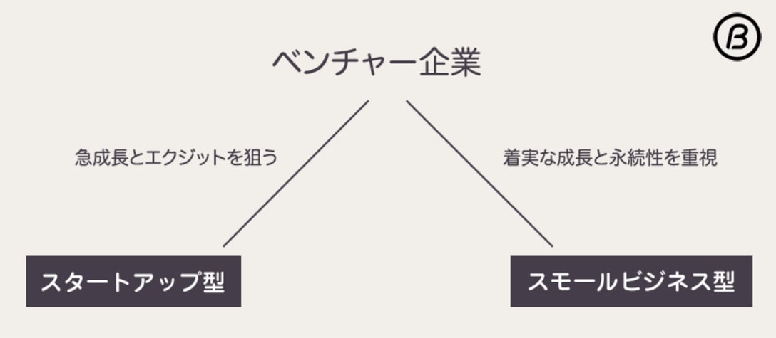 ベンチャー企業の中にはスタートアップ型とスモールビジネス型が混在している