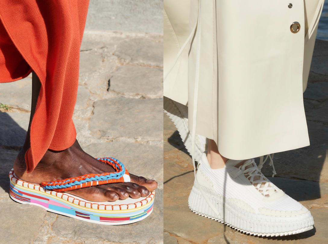 左から「オーシャンソール」とのコラボサンダル、スニーカーの「Nama」 Image by Chloé