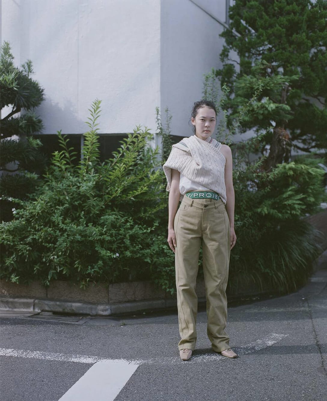 top and trousers by Y/PROJECT, shoes by LOST IN ECHO