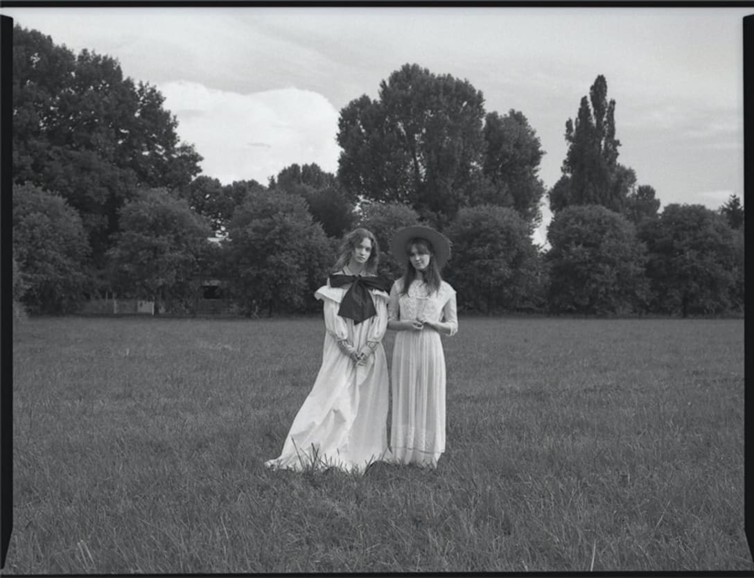 left - dress, shirt and ribbon by CO|TE, right - vintage dress, hat by GIANMARCO BERSANI