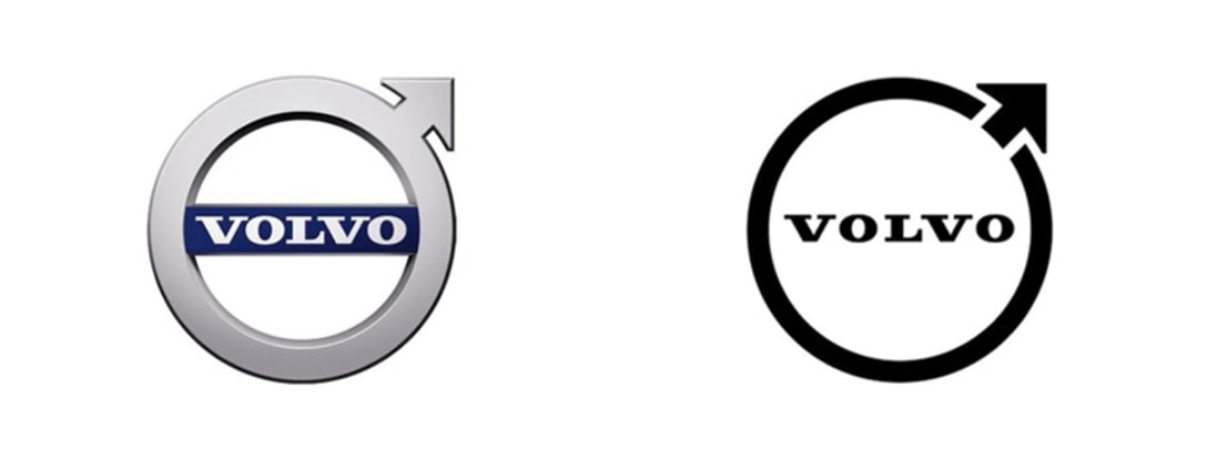 ボルボのロゴリデザイン: 旧 (左) | 右 (新)