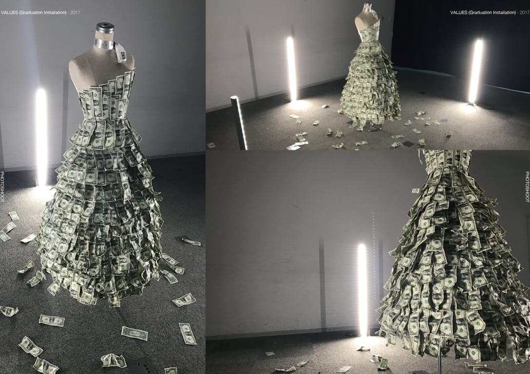 本物のドル札で制作したドレス