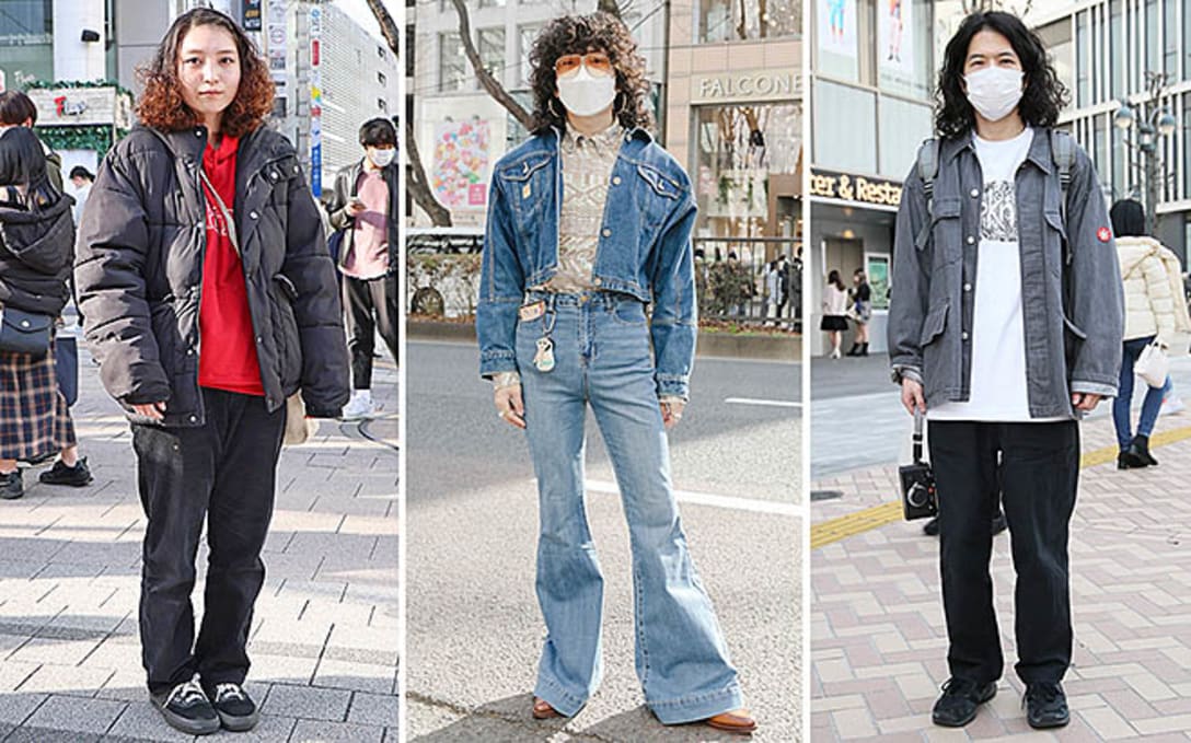 (写真左から順に)ストレートの部分とパーマの部分のコントラストがユニークだった女性(渋谷)/パンチのあるパーマヘアが目を引いた男性。昔のミュージシャンに憧れて真似をしたのだそう(原宿)/好きなミュージシャンのスタイルを真似たというアパレルのデザイナー(渋谷)。