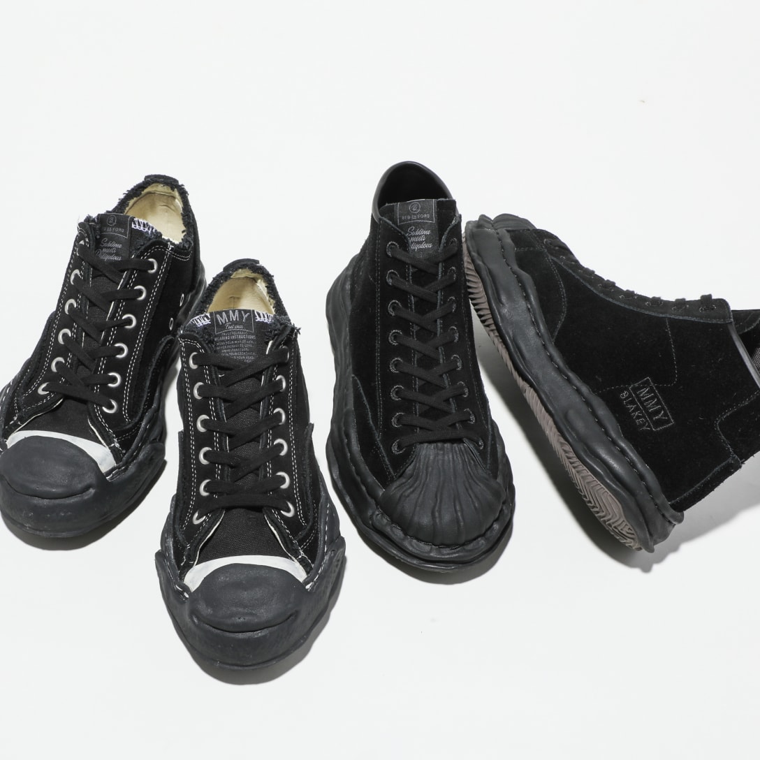 “BLAKEY VELOUR HIGH-TOP SNEAKER” & “HANK VELOUR LOW-TOP SNEAKER” Image by BED j.w. FORD & Maison MIHARA YASUHIRO