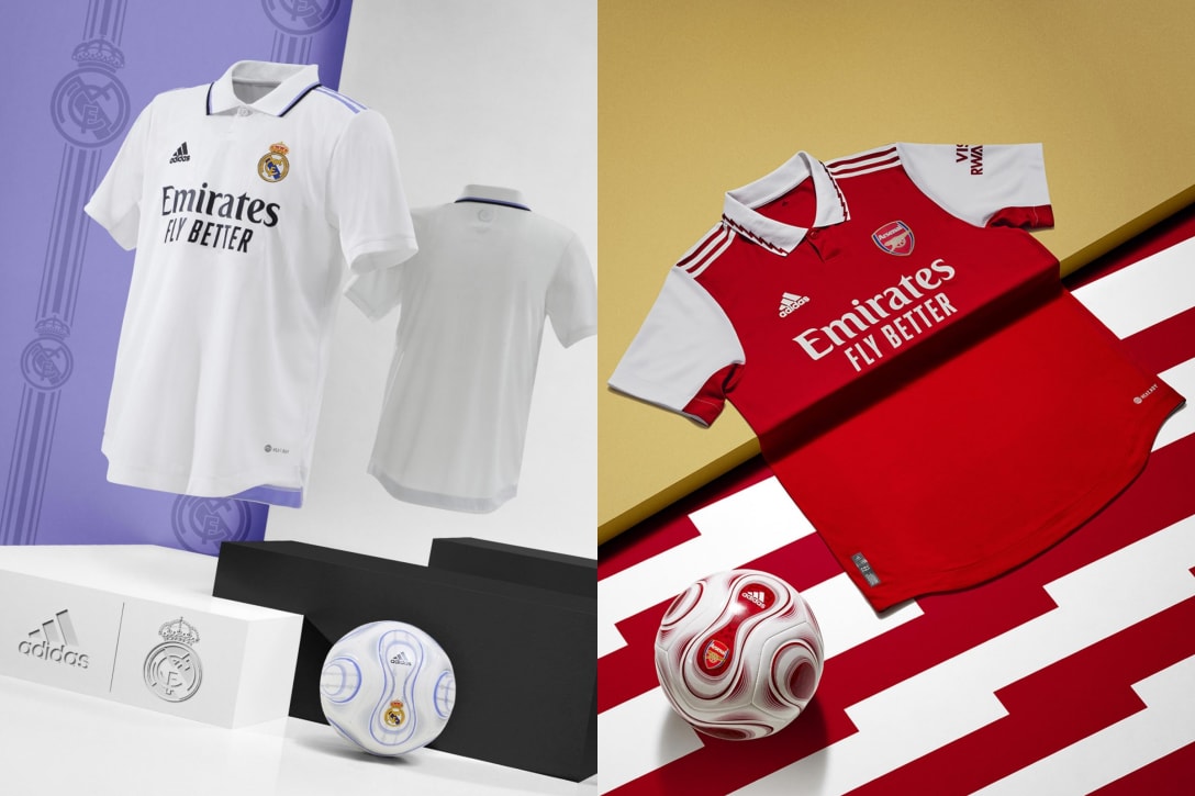 2022-23シーズンのレアル・マドリードとアーセナルのユニフォーム Image by adidas