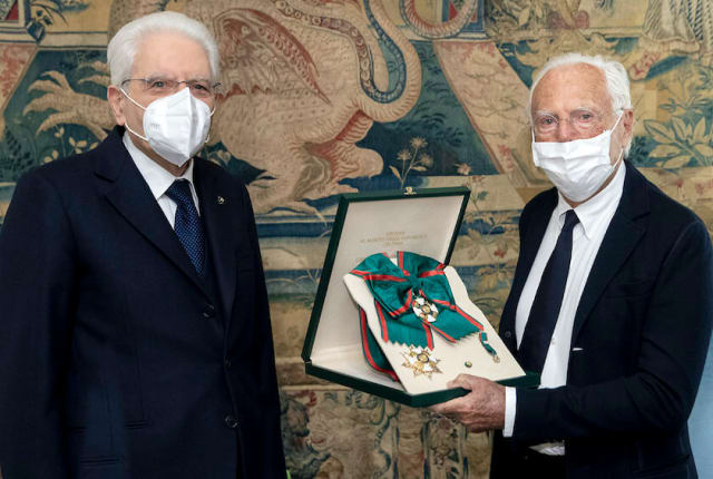 左:イタリア共和国セルジョ・マッタレッラ大統領 右:ジョルジオ・アルマーニ
